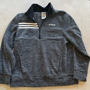 Adidas Kids Heathered Black Quarter-Zip Sweatshirt